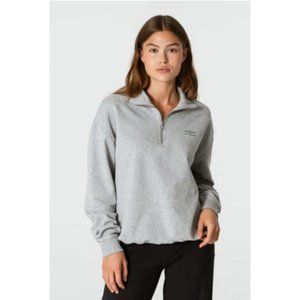 NWT Ninepine sweatshirt womens Large 1/4 zip relaxed long sleeve gray pullover